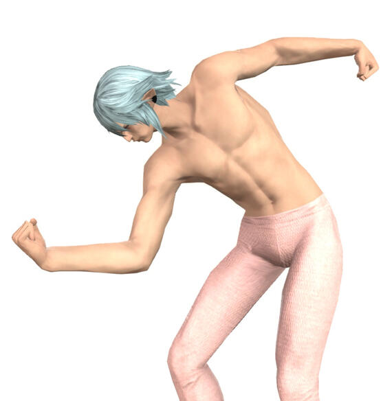 Haurchefant in a modeling outfit showing off his incredible biceps